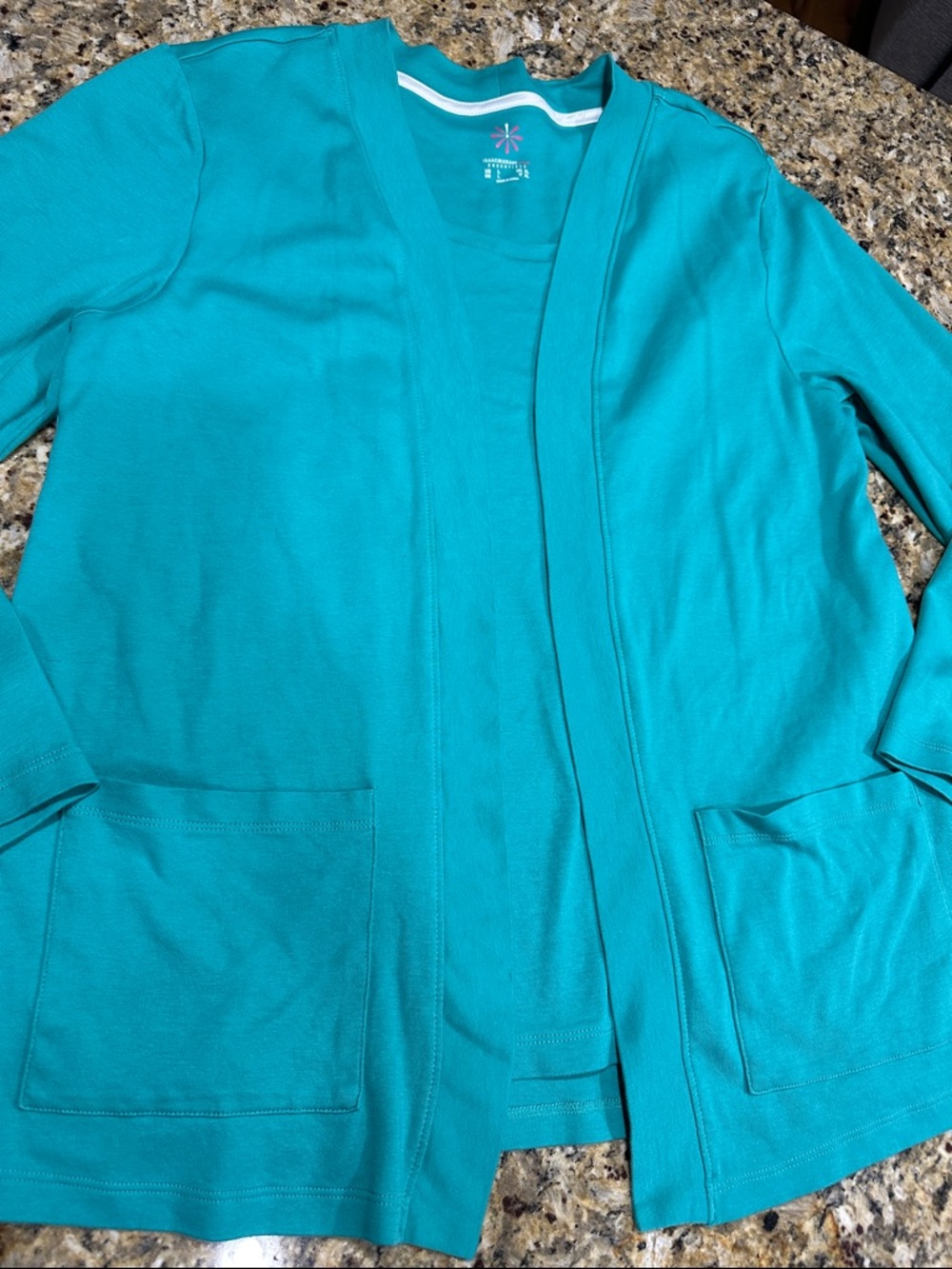 Isaac Mizrahi Teal Open-Front Cardigan - Picture 2 of 6
